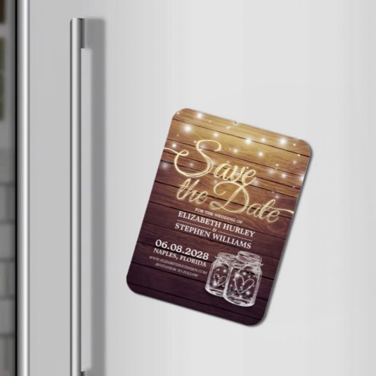 Save the Date rustikale Holz Mason Jar String Ligh Magnet