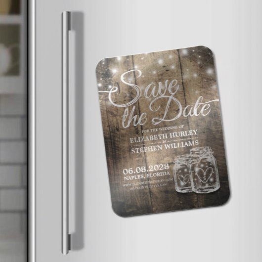 Save the Date rustikale Holz Mason Jar String Ligh Magnet
