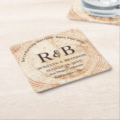 Save the Date rustikale Holzmonogrammbezeichnungen Rechteckiger Pappuntersetzer (angewinkelt)