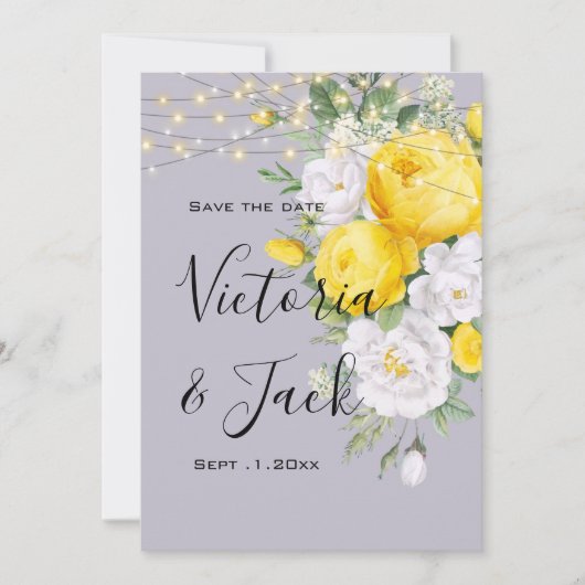 Save the Date Rustikale Lichter Gelb Einladung (Vorderseite)