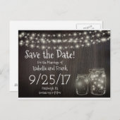 Save the Date rustikale Mason Firefly Light Postca Ankündigungspostkarte (Vorne/Hinten)