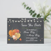 Save the Date Rustikale Pumpkin Lights Chalk Weddi (Stehend Vorderseite)