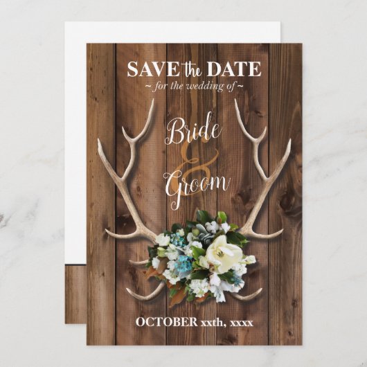 Save the Date rustikale Romantik mit Magnolie (Vorne/Hinten)