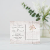 Save the Date rustikale Rose FotoCollage Postkarte (Stehend Vorderseite)