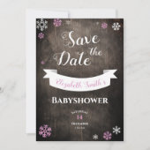 Save the Date rustikale Schneeflocke Babydusche Einladung (Vorderseite)