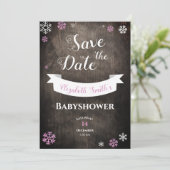 Save the Date rustikale Schneeflocke Babydusche Einladung (Stehend Vorderseite)