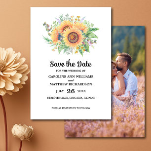 Save The Date. Rustikale Sonnenblumenkarte Date
