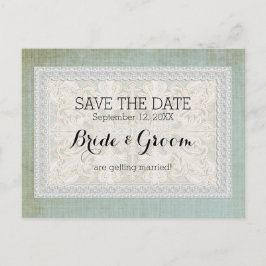 Save the Date rustikale Spitzen mit Vintager Linde Ankündigungspostkarte