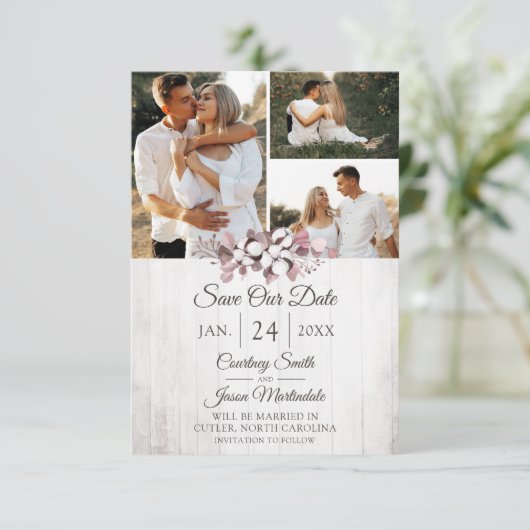 Save the Date rustikale Südkantoletten-Hochzeitkar Einladung (Stehend Vorderseite)