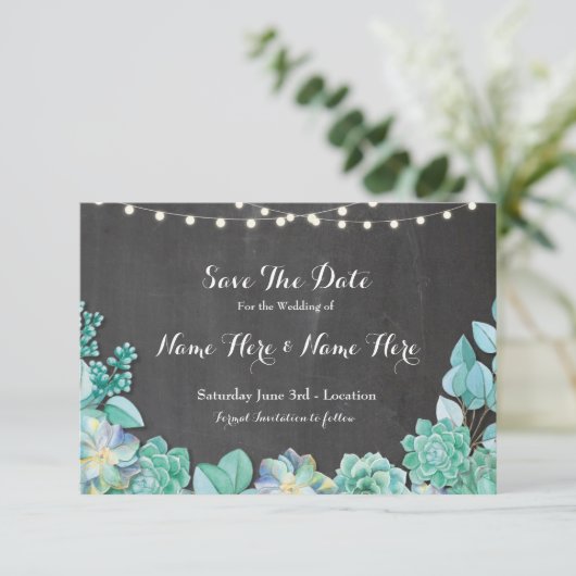 Save the Date rustikale Sukkuline Minkkreide laden (Stehend Vorderseite)