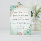 Save the Date Rustikale Türkisblume Vintage Karte (Stehend Vorderseite)