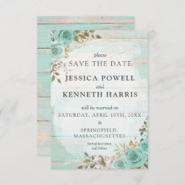 Save the Date Rustikale Türkisblume Vintage Karte