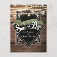 Save the Date rustikale Verlobung Holz & Licht