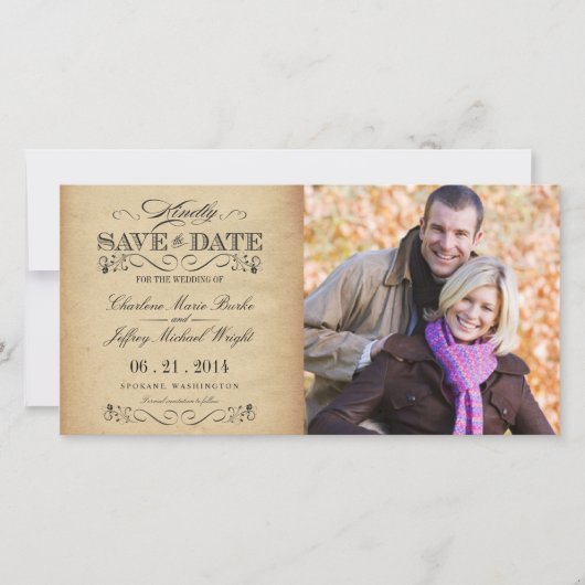 Save the Date Rustikale Vintage Hochzeiten (Vorderseite)