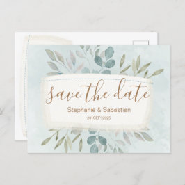 Save the Date rustikale Wasserfarbe Dusty Blue Ann Ankündigungspostkarte