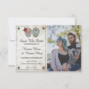 Save the Date Rustikale Zuckerkulls Fotokarte