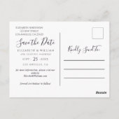 Save the Date rustikaler Dusty Blue Winterwald Postkarte (Rückseite)