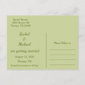 Save the Date Rustikaler Wald Ankündigungspostkarte (Rückseite)