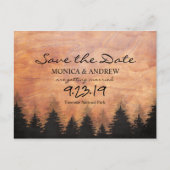 Save the Date Rustikaler Wald Postkarte (Vorderseite)