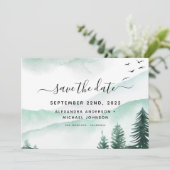 Save the Date Rustikaler Wald Wasserfarbe Moody (Stehend Vorderseite)