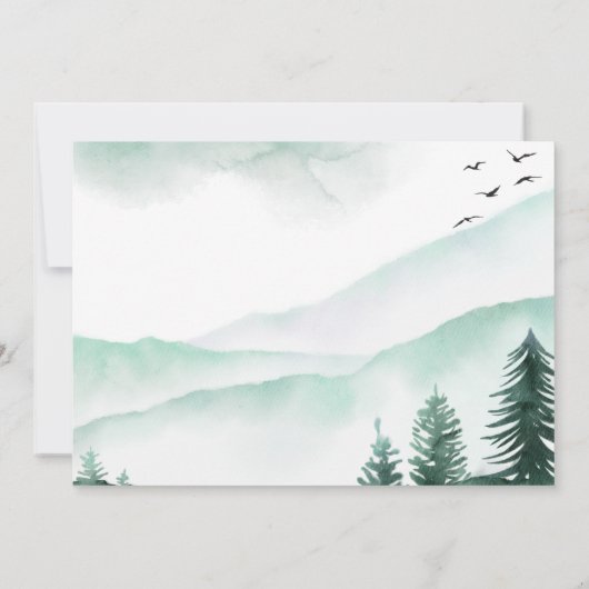 Save the Date Rustikaler Wald Wasserfarbe Moody (Rückseite)