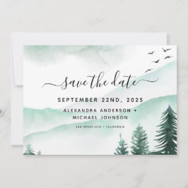 Save the Date Rustikaler Wald Wasserfarbe Moody