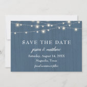 Save the Date Rustikales blaues Bauernhaus String  (Vorderseite)