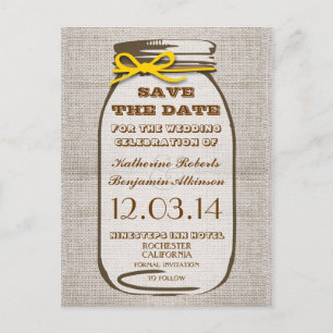 Save the Date rustikales Brustglas Ankündigungspostkarte