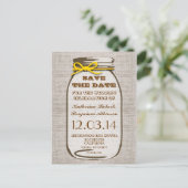 Save the Date rustikales Brustglas Ankündigungspostkarte (Stehend Vorderseite)