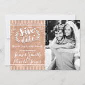 Save the Date Rustikales Glam Rose Gold Foto (Vorderseite)