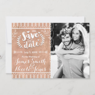 Save the Date Rustikales Glam Rose Gold Foto