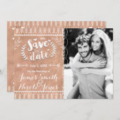 Save the Date Rustikales Glam Rose Gold Foto (Vorne/Hinten)