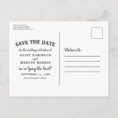 Save the Date rustikales Holz 4 Foto Ankündigungspostkarte (Rückseite)