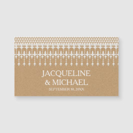 Save the Date Rustikales Vintages Spitzenpapier Magnetkarte