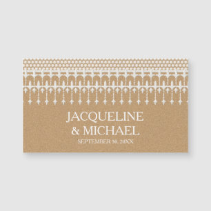 Save the Date Rustikales Vintages Spitzenpapier Magnetkarte