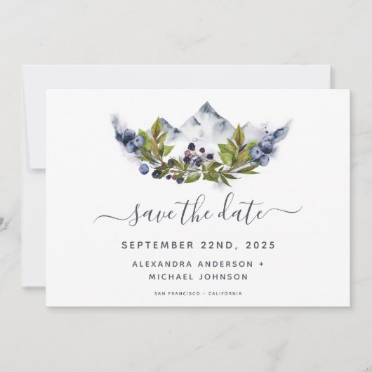 Save the Date Rustikales Wald Wasserfarbe Moderne (Vorderseite)