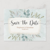 Save the Date Rustikales Wasserfarbenfroh Blau Ankündigungspostkarte (Vorderseite)