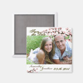Save the Date Sage Green Cherry Blossom Magnet (Vorderseite/Rückseite)