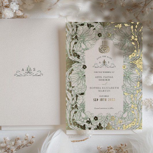 Save the Date Sage Green Muslim Islamic Morris Folieneinladung