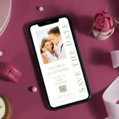 Save the Date Sage Green QR Code Moderne Hochzeit