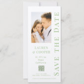 Save the Date Sage Green QR Code Moderne Hochzeit (Vorderseite)