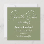 Save the Date Sage Green Simple Wedding Card (Vorderseite)