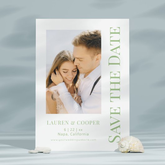 Save The Date Sage Green Stylish Modern Wedding