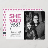 Save the Date sagte sie ja! Einladung (Vorne/Hinten)