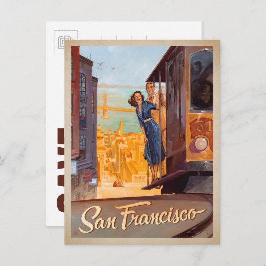 Save The Date | San Francisco, CA - Trolly Ankündigungspostkarte (Vorne/Hinten)