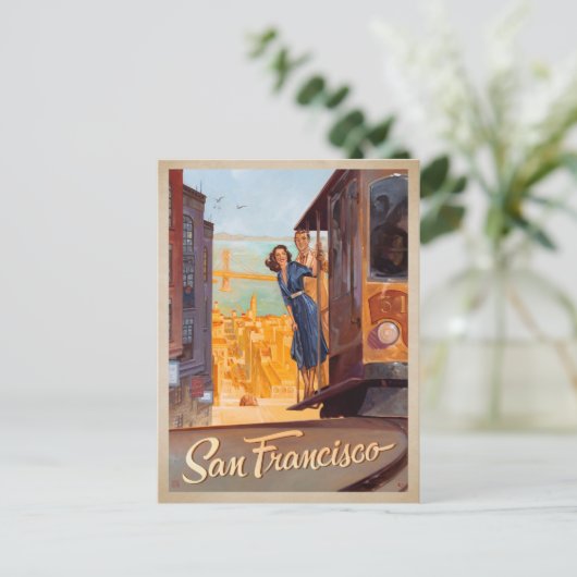 Save The Date | San Francisco, CA - Trolly Ankündigungspostkarte (Stehend Vorderseite)