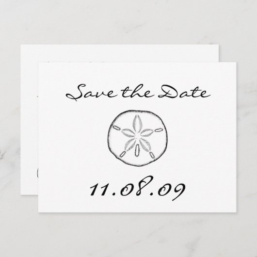 Save the Date Sand-Dollar Ankündigungspostkarte (Vorne/Hinten)