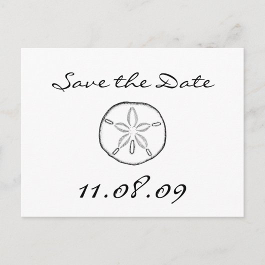 Save the Date Sand-Dollar Ankündigungspostkarte (Vorderseite)