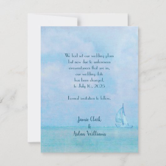 Save the Date Sand Dollar und Segelboot (Rückseite)