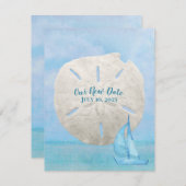 Save the Date Sand Dollar und Segelboot (Vorne/Hinten)